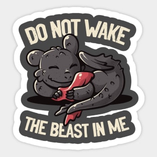 Do Not Wake The Beast Cute Lazy Dragon Gift Sticker